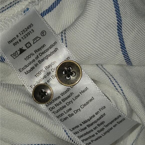 Jach's Girlfriend Womens XXL Button Up Shirt Striped White Blue Flowy Career NWT - Picture 10 of 10